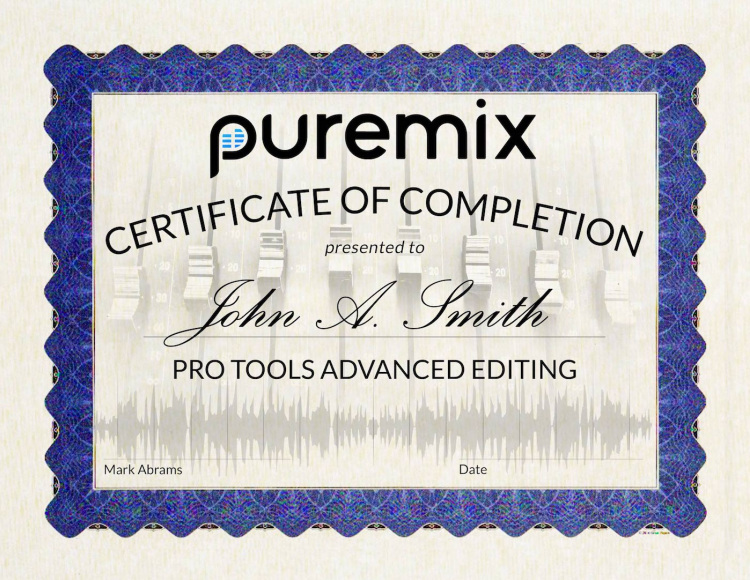 Pro Tools Advanced Editing Certificate